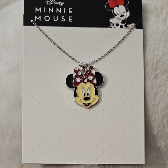 Disney Minnie Mouse Glitter Red White Polkadot Pendant Necklace - Picture 1 of 5